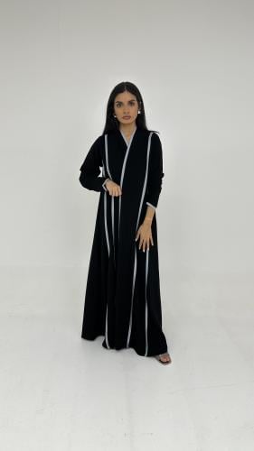Gabardine abaya with fivevin gray