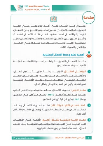 كتاب أهم 250 فعل بتصريفاتها في اللغة الإنجليزية