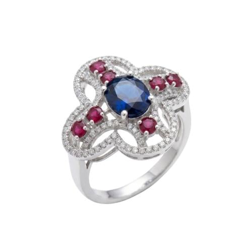 Silver ring decorated with stones