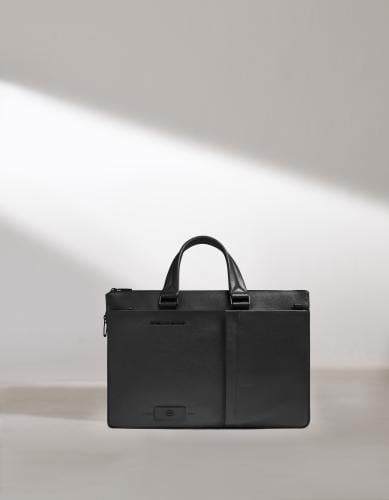 Piquadro Expandable Genuine Leather Laptop Bag 16.5" with iPad Compartment & RFID