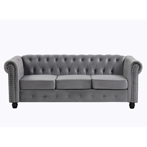 طقم كنب استقبال مخمل وخشب سويدي - قطعتين