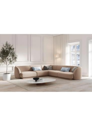 كنب حرف ال خشب سويدي قماش مخمل - مينيماليست مونارك...