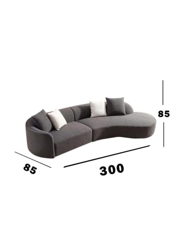 كنب بوكليه خشب سويدي – رمادي – 300×85×85 سم