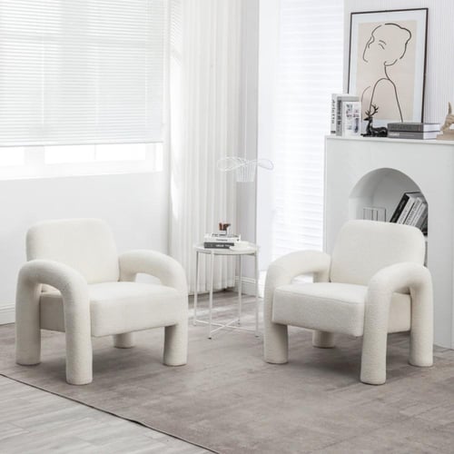 طقم كراسي بذراعين بوكلية وخشب سويدي – 82×77×83 سم