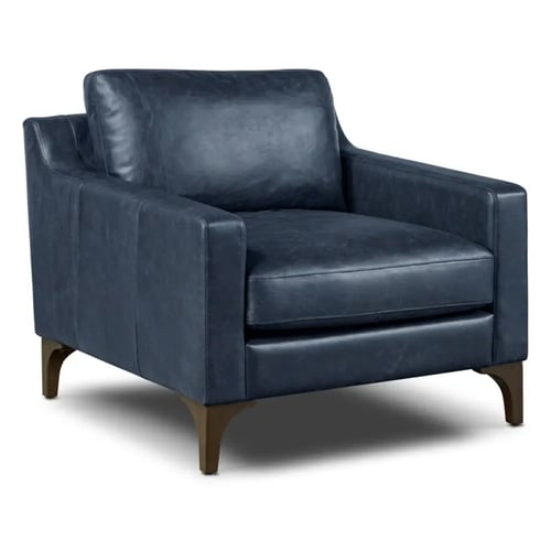 كرسي بذراعين جلد وخشب سويدي - 85×85×83 سم