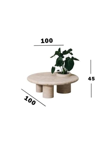 طاولة قهوة رخام ترفنتينو - 45×100×100 سم - بيج