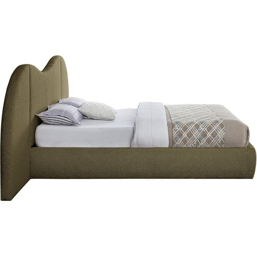 Swedish Wood Bouclé Hyrup Upholstered Panel Bed –...