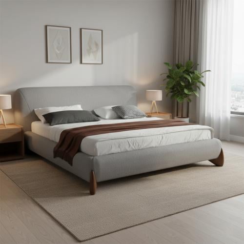 Swedish Wood Boucle Tranquil Nest Bed – Gray