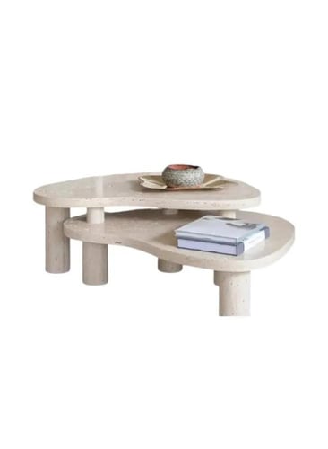 طاولة قهوة رخام بتصميم عصري - 120×70×40 سم
