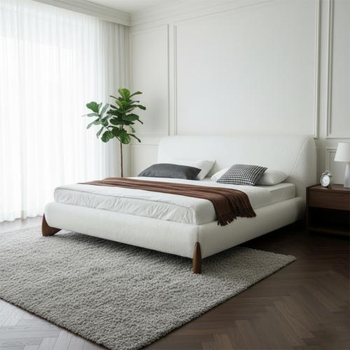 سرير بوكلية أبيض - خشب بلوط وMDF - ماجستيك ميست