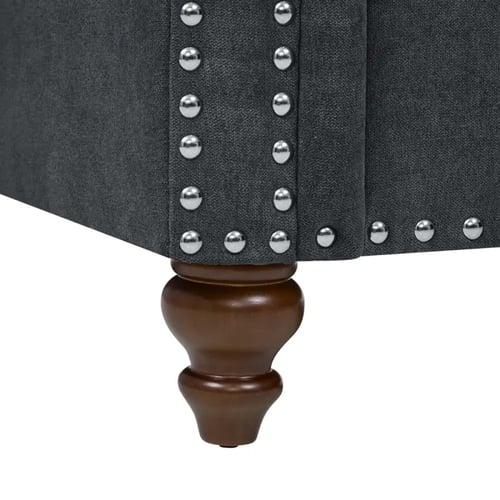 كرسي كتان وخشب سويدي - رمادي غامق - 89x77x91 سم