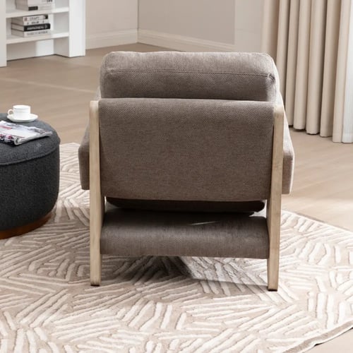 كرسي كتان بذراعين وخشب سويدي - 76x95x83 سم