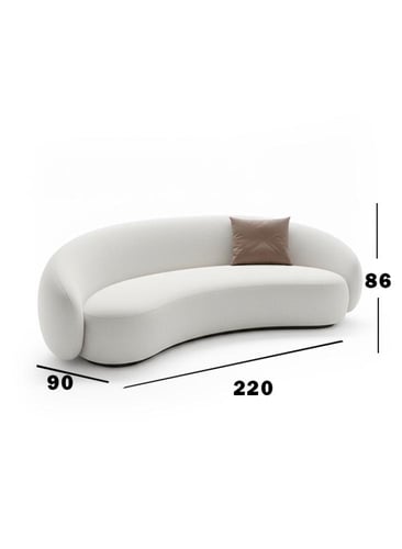 طقم كنب مخمل وخشب سويدي - بيج وبني - 220x90x86 سم