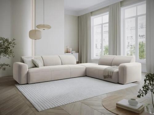 كنب زاوية حرف ال مخمل - خشب سويدي - بيج - 280×200×...