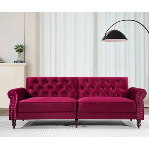 كنب مخمل وخشب سويدي - 223x87x81 سم