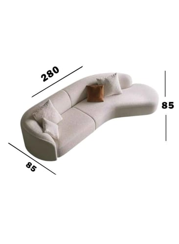 كنب كتان - خشب سويدي – بيج – 280×85×85 سم