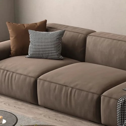 كنبة مخمل وخشب سويدي - بني - 310x95x75 سم