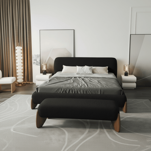 سرير بوكلية خشب سويدي مع مقعد - كيرفا