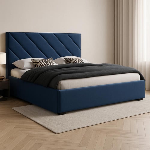 سرير مخمل - خشب سويدي وبلوط - ظهر مستقيم