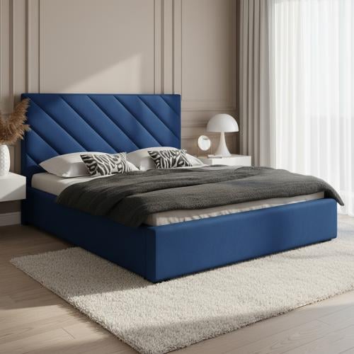 سرير مخمل - خشب سويدي وبلوط - ظهر مستقيم