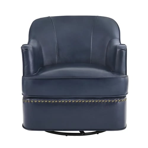 كرسي بذراعين جلد وخشب سويدي – 80×71×81 سم