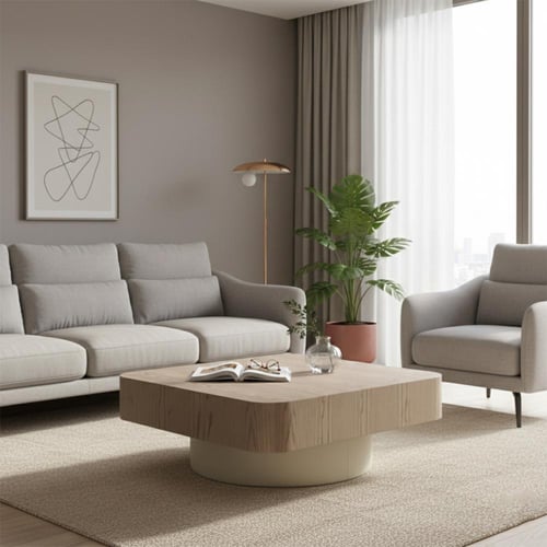 طاولة وسط بيج - خشب بلوط - 100×45 سم