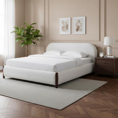 سرير بوكلية أبيض - خشب سويدي - فالينسيا