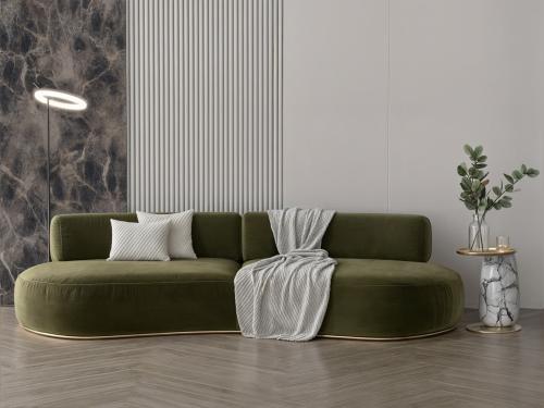 كنب مخمل زيتوني – خشب سويدي – 250×85×40 سم