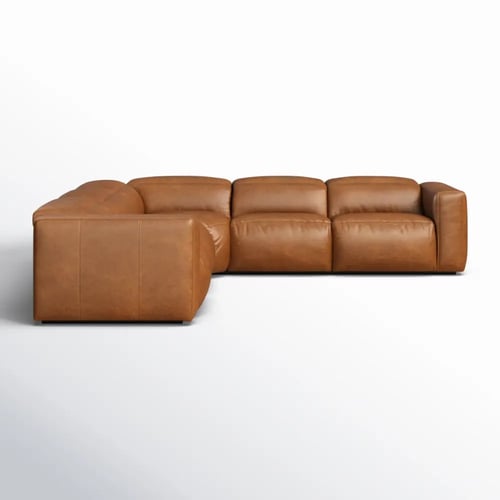 كنبة حرف ال جلد وخشب سويدي - بني فاتح - 320x320x76...