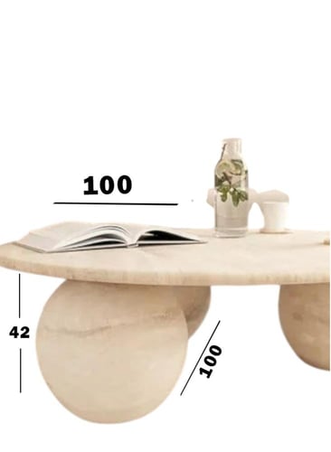 طاولة قهوة رخام ترفنتينو - قواعد كروية - بيج - 42×...