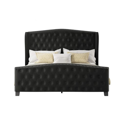 Swedish Wood Velvet Upholstered Platform Bed with...