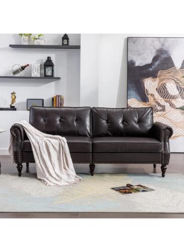 كنب جلد خشب سويدي – 180×85×80 سم