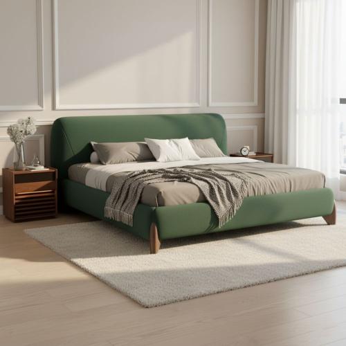 Swedish Wood Boucle Serenity Curve Bed – Green