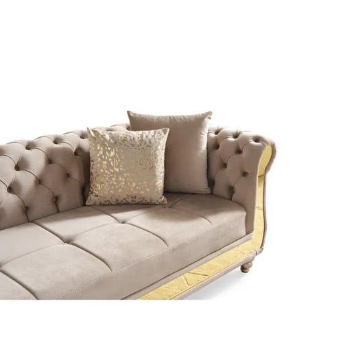 كنب حرف ال مخمل وخشب سويدي - 280x180x78 سم