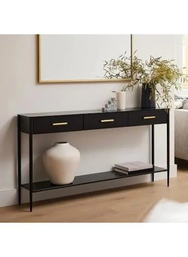 كونسول معدن مع وحده ادراج عملية لون أسود - 100×40×...
