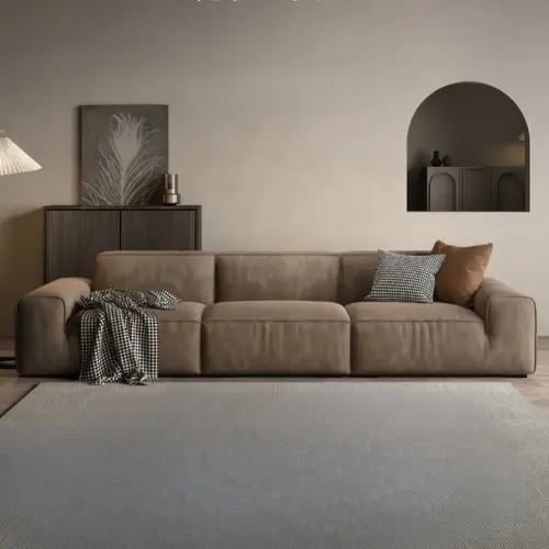 كنبة مخمل وخشب سويدي - بني - 310x95x75 سم