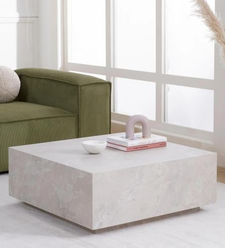 طاولة قهوة بيج - رخام - 76×76×36 سم