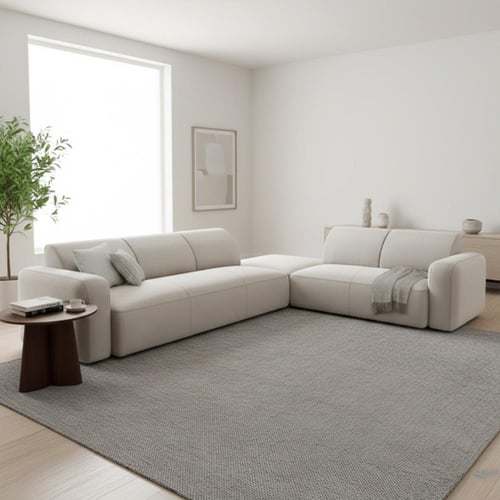 كنب زاوية حرف ال مخمل - خشب سويدي - بيج - 280×200×...