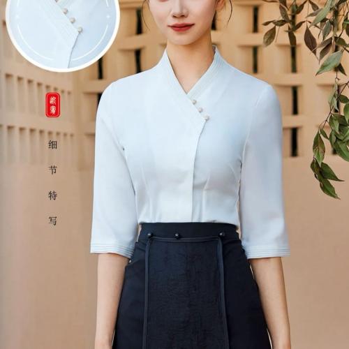 White shirt and long apron
