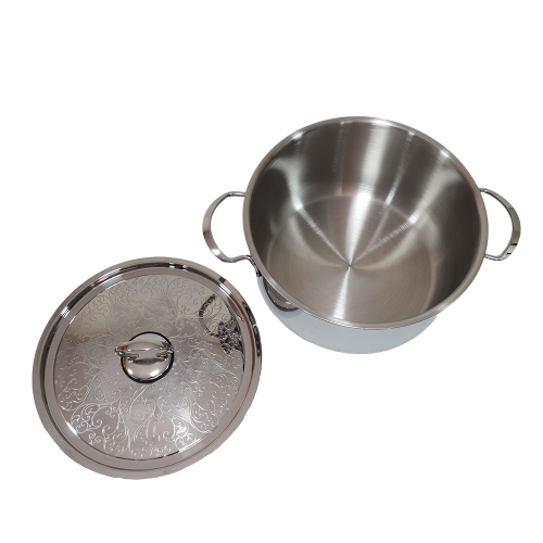 قدر استيل بغطاء مزخرف 16*30 سم