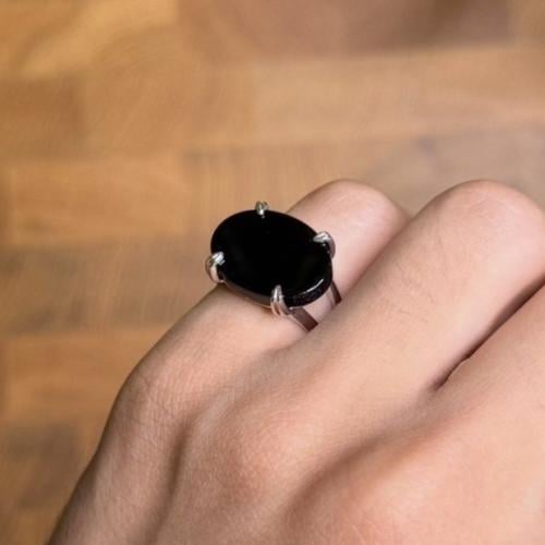 خاتم ملكي مخالب فضة عيار 925 - اسود