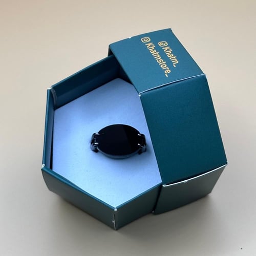 خاتم ملكي اسود بمقبض فضة اسود