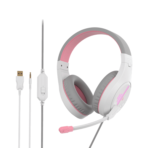 سماعة ميشن MT-HP021 ابيض-وردي