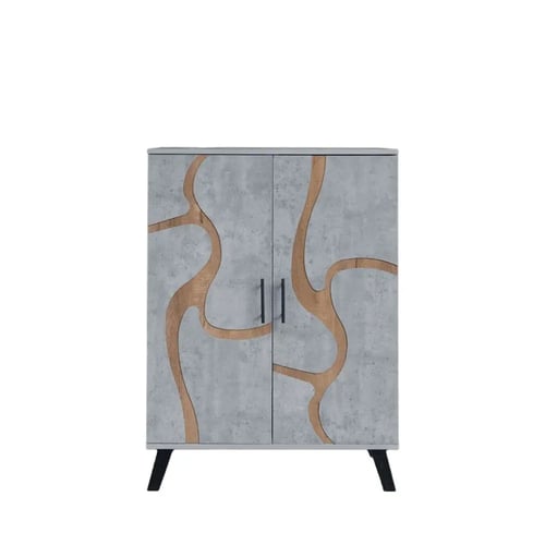 خزانة احذية بابين خشب ماليزي 5 أدوار - رمادي فاتح...