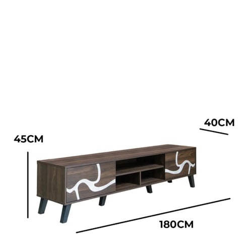طاولة تلفزيون مستطيلة خشب ماليزي 160-180 سم - بني...