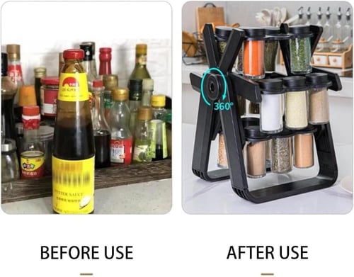 رف البهارات الدوار 360° – تنظيم عملي وجميل للتوابل