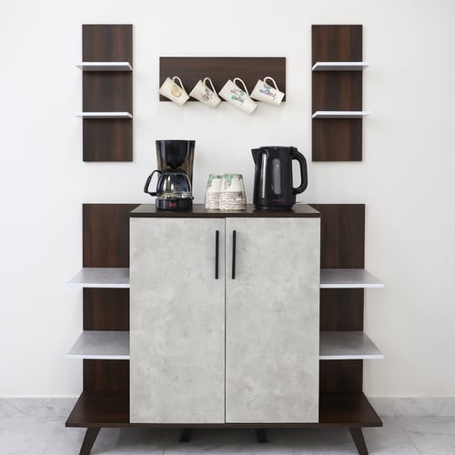 ركن قهوة مع أرفف معلقة - بعدة ألوان