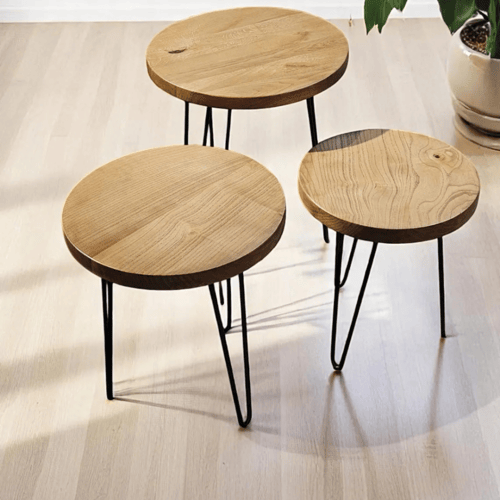 طقم طاولات ضيافة وخدمة مكونة من 3 قطع