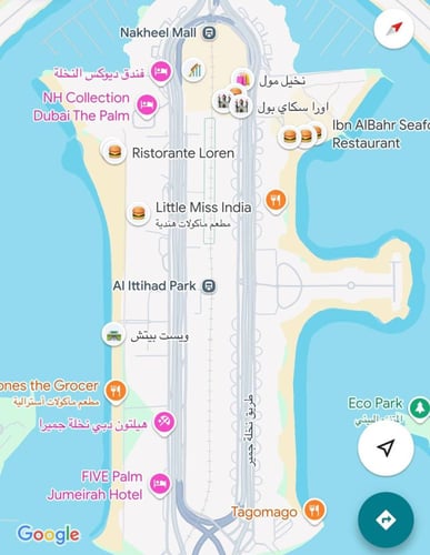 9 قوائم على خرائط قوقل لمدينة دبي ( بدون الجداول)