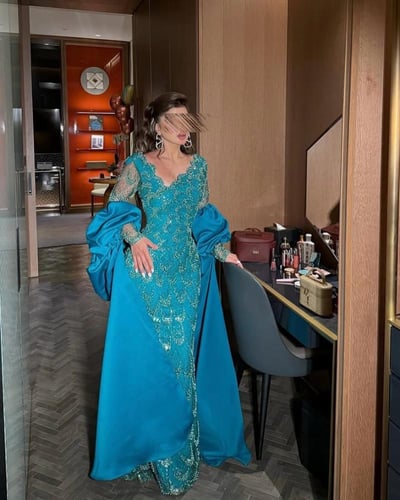 فستان فيروزي انيق